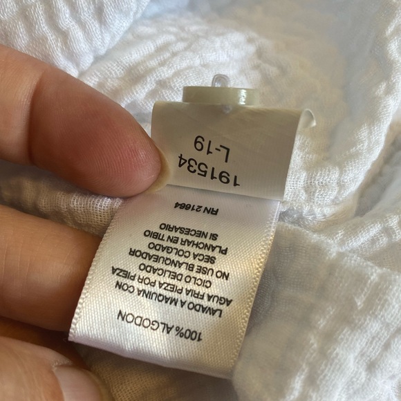 Foxcroft NYC Women’s Gauze White Button Up Ruched Tie Sleeve Shirt Size XXL - Picture 6 of 7